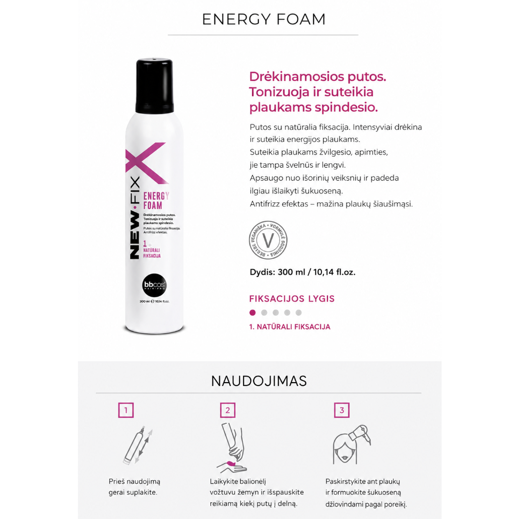 BBCOS ENERGY MOUSSE drėkinančios putos 300ml