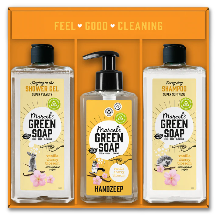 Dovanų rinkinys „Vanilė ir vyšnių žiedai“ Marcel’s Green Soap