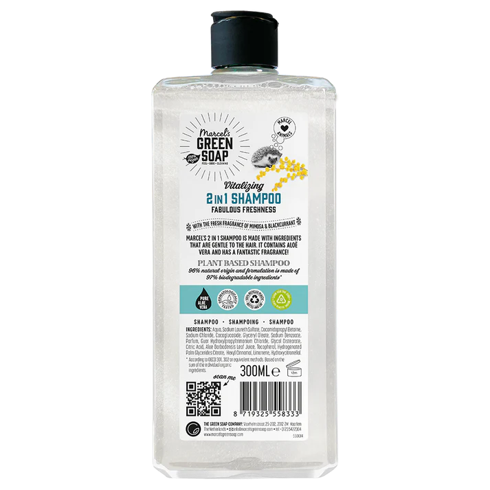 2 viename šampūnas „Mimosa“ ir juodieji serbentai Marcel's Green Soap