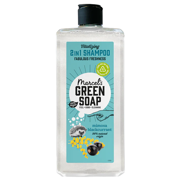 2 viename šampūnas „Mimosa“ ir juodieji serbentai Marcel's Green Soap