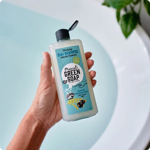 2 viename šampūnas „Mimosa“ ir juodieji serbentai Marcel's Green Soap