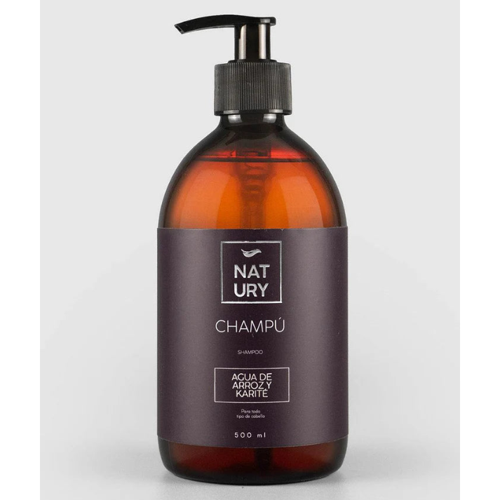 NATŪRALUS ŠAMPŪNAS SU RYŽIŲ VANDENIU IR SVIESTMEDŽIU 500ml